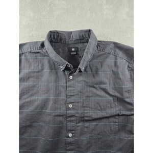 DC Shoes Button Down Shirt Mens XL Gray Blue Striped Long Sleeve Heavy Skate